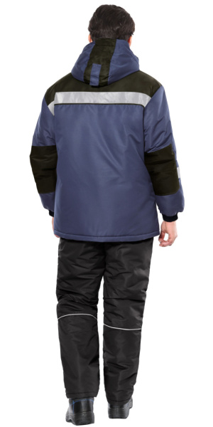 Куртка СИРИУС-КОМФОРТ зимняя, удлиненная темно-синяя с черным и СОП от магазина Рабочий класс