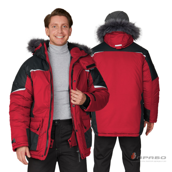 Куртка мужская утепленная "Сюрвейер" (красный/чёрный) от магазина Рабочий класс