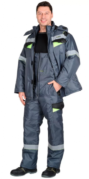 Костюм "Ховард" зимний цв. т.-серый с черным и лимон тк. ОКСФОРД от магазина Рабочий класс