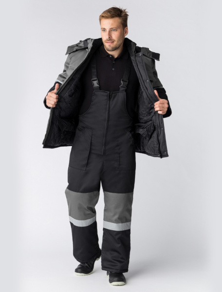 Костюм зимний Профи-Норд (тк.Смесовая,250) п/к, черный/серый от магазина Рабочий класс
