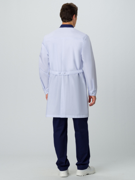 Халат мужской Симпл-001 (тк.Смесовая,120) MedLine, белый/т.синий от магазина Рабочий класс