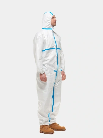 Комбинезон одноразовый Карвек (Белый с синими полосами) от магазина Рабочий класс
