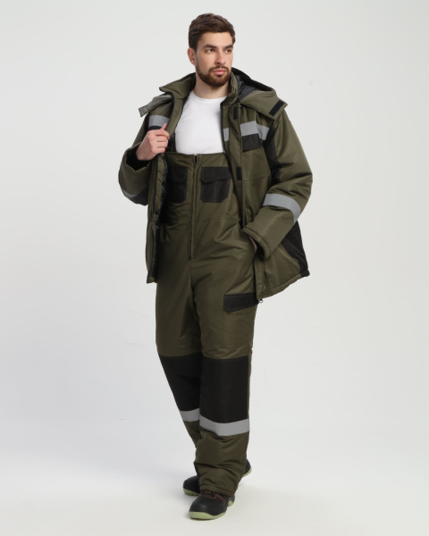 Костюм зимний Вектрон-2 СОП (тк.Таслан,135) п/к, хаки/черный от магазина Рабочий класс