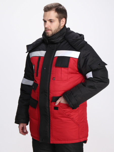 Костюм зимний Беркут СОП CH (тк.Таслан) п/к, черный/красный от магазина Рабочий класс