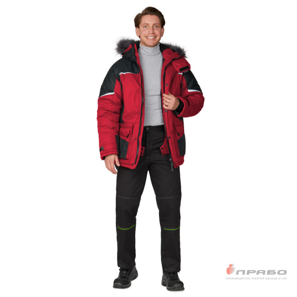 Куртка мужская утепленная "Сюрвейер" (красный/чёрный) от магазина Рабочий класс