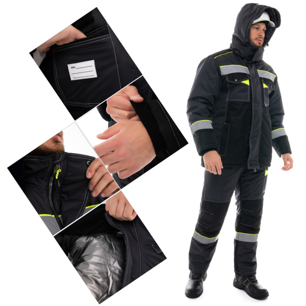 Костюм зимний мужской Орегон - Мембрана, ЮП-2, с п/к, цв. т-серый, чёрный, лимон от магазина Рабочий класс