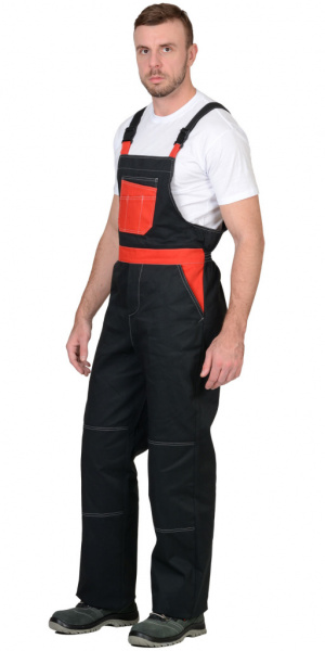 ГРАНД, полукомбинезон черный с красным 100% хлопок от магазина Рабочий класс