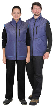 Жилет Европа" удлиненный на подкладке флис, цв. индиго от магазина Рабочий класс