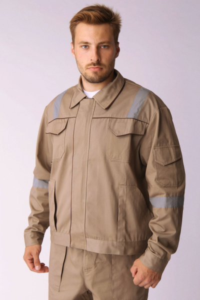 Костюм Респект Саржа с брюками, цв. бежевый/коричневый от магазина Рабочий класс