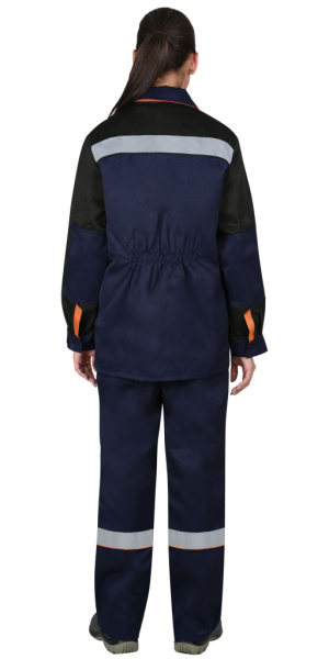 Костюм "СИРИУС-Ударница" женский:куртка,п/к.т.синий с черным с оранж. отд., СОП50мм от магазина Рабочий класс