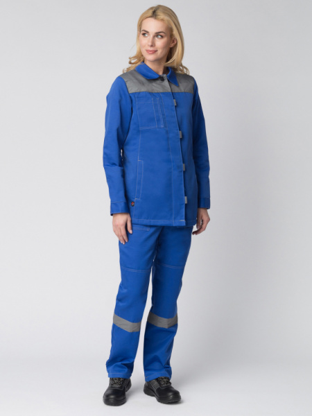 Костюм женский Весна-1 NEW с брюками с СОП (васильковый/серый) от магазина Рабочий класс