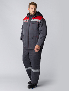 Куртка зимняя Экспертный-Люкс NEW (тк.Смесовая,210), т.серый/красный от магазина Рабочий класс