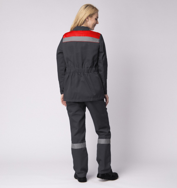 Костюм женский Весна-1 СОП NEW с брюками (темно-серый/красный) от магазина Рабочий класс