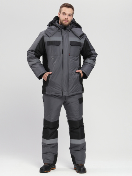 Костюм зимний Фаворит-Мега (тк.Таслан) п/к, т.серый/черный от магазина Рабочий класс