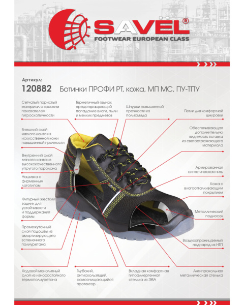 Ботинки "Профи РТ", кожа, МП МС, ПУ-ТПУ от магазина Рабочий класс
