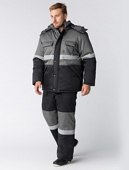 Костюм зимний Профи-Норд (тк.Смесовая,250) п/к, черный/серый от магазина Рабочий класс