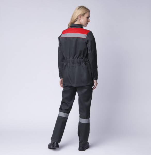 Костюм женский Весна-2 СОП NEW с п/к (темно-серый/красный) от магазина Рабочий класс