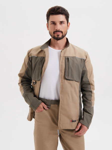 Костюм "ДРИМ" куртка+брюки, тк. смесовая (60% хлопок, 40% п/э), плотность 270 г/м2, цв. беж/олива от магазина Рабочий класс