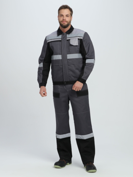 Костюм Виват-2 Премиум CH МВО (тк.Смесовая,240) п/к, т.серый/черный/св.серый от магазина Рабочий класс