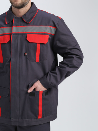 Костюм ИТР СОП UZ (тк.Саржа,250) брюки, т.серый/красный от магазина Рабочий класс