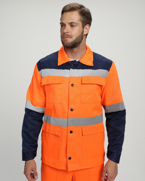 Костюм дорожника ROAD WORK (тк.Смесовая,210) п/к, оранжевый/т.синий от магазина Рабочий класс