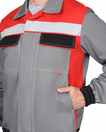 Куртка 4120 с СОП (средне-серая с красным) от магазина Рабочий класс