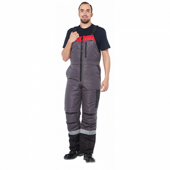 Полукомбинезон зимний НОРД с СОП серый+красн.+черн от магазина Рабочий класс