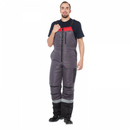 Фото Полукомбинезон зимний НОРД с СОП серый+красн.+черн от магазина Рабочий класс Полукомбинезон зимний НОРД с СОП серый+красн.+черн от магазина Рабочий класс
