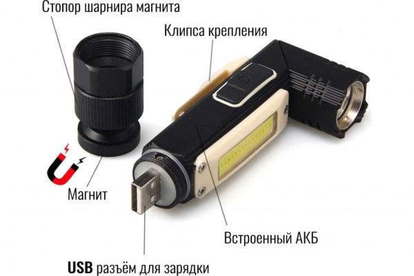 Фонарь аккумуляторный налобный, трансформер 2100 10W СОВ FocusRay от магазина Рабочий класс