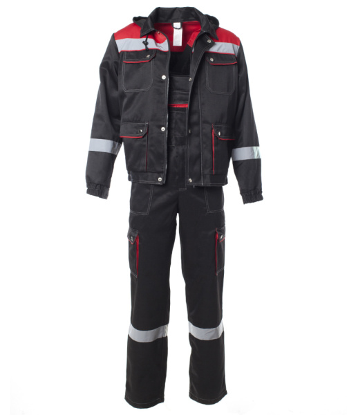 Костюм летний Антей с СОП, куртка+п/к, цв. черный+красный от магазина Рабочий класс