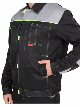 Костюм Фаворит с п/к (черный/светло-серый с лимонной отделкой) от магазина Рабочий класс