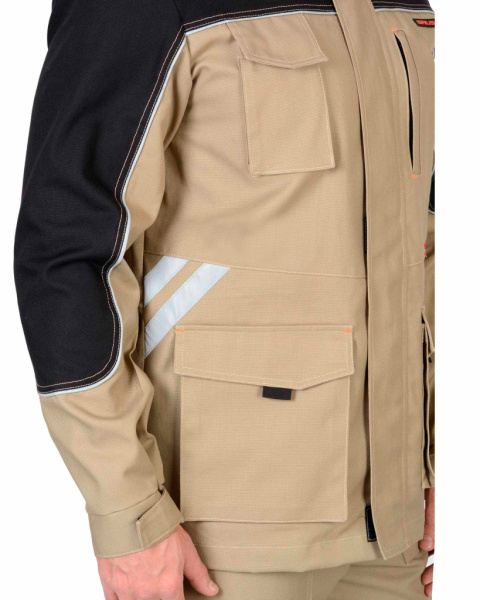 Куртка СИРИУС-ВЕСТ-ВОРК бежевая с черным пл. 275 г/кв.м от магазина Рабочий класс