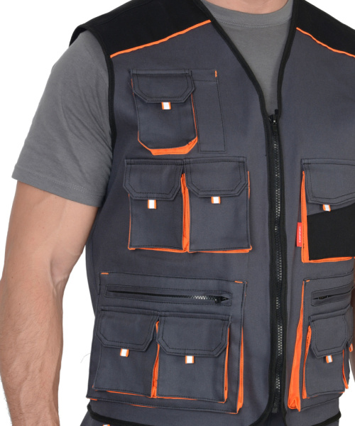 Жилет "МАНХЕТТЕН"  темно-серый с оранжевым от магазина Рабочий класс