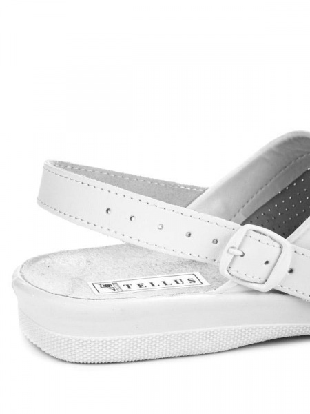 Сабо с верхом из кожи на подошве ПВХ цв. белый 52-01 от магазина Рабочий класс