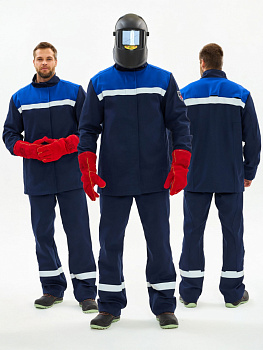 Костюм сварщика Велд-СОП 2 кл.защиты (тк.Хлопок-ОП,350) брюки, т.синий/васильковый от магазина Рабочий класс