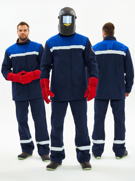 Костюм сварщика Велд-СОП 2 кл.защиты (тк.Хлопок-ОП,350) брюки, т.синий/васильковый от магазина Рабочий класс
