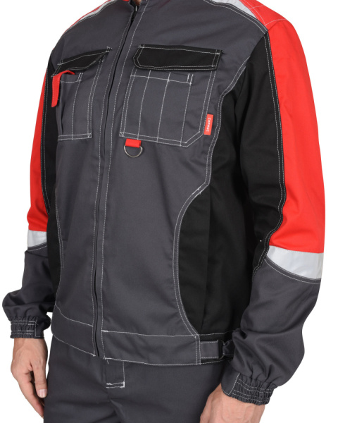 Куртка "СИРИУС-Фаворит-Мега": серая с красн., черн., СОП Тк. Rodos от магазина Рабочий класс