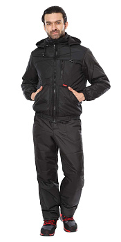 Куртка СИРИУС-ПРАГА-ЛЮКС короткая с капюшоном, чёрная от магазина Рабочий класс