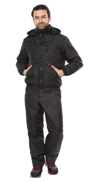 Куртка СИРИУС-ПРАГА-ЛЮКС короткая с капюшоном, чёрная от магазина Рабочий класс