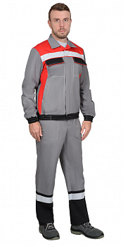 Куртка 4120 с СОП (средне-серая с красным) от магазина Рабочий класс