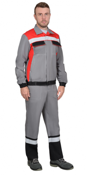 Куртка 4120 с СОП (средне-серая с красным) от магазина Рабочий класс