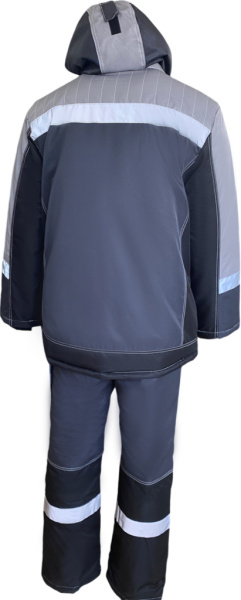 Костюм зимний мужской ЮКОН-Мембрана, ЮП-2, с п/к, цв. т-серый, чёрный, св. серый от магазина Рабочий класс