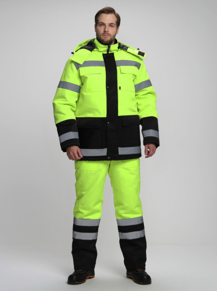 Костюм зимний Дорожник-Ультра (тк.Смесовая,210) п/к, лимонный/черный от магазина Рабочий класс
