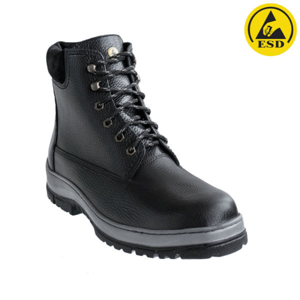 Ботинки антистатические кожаные, цв. чёрный, утепленные шерстяным мехом от магазина Рабочий класс