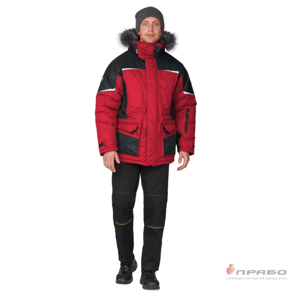 Куртка мужская утепленная "Сюрвейер" (красный/чёрный) от магазина Рабочий класс