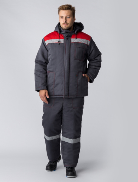 Куртка зимняя Экспертный-Люкс NEW (тк.Смесовая,210), т.серый/красный от магазина Рабочий класс