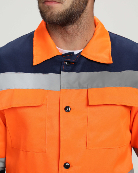 Костюм дорожника ROAD WORK (тк.Смесовая,210) п/к, оранжевый/т.синий от магазина Рабочий класс
