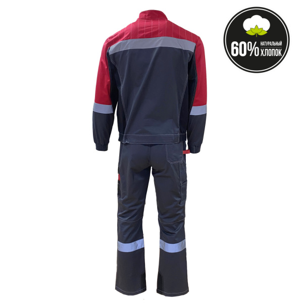 Костюм летний ФОРМУЛА Коттон с п/к цв. т/серый, чёрный, красный, СОП от магазина Рабочий класс