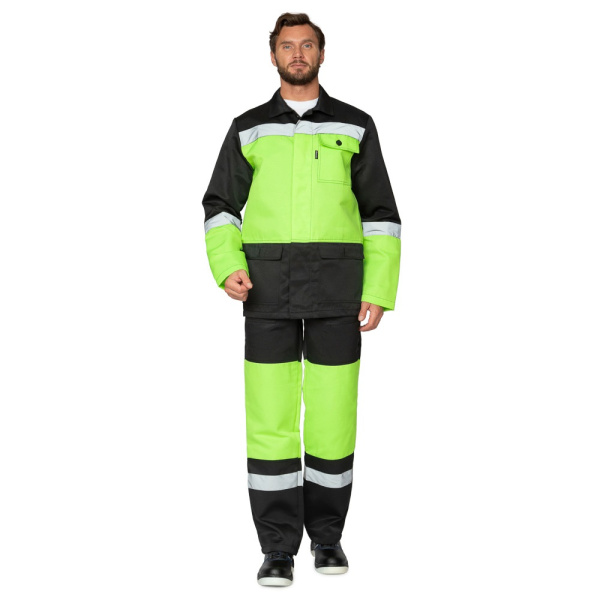 Костюм мужской "Трасса" лимонный/чёрный (куртка и полукомбинезон) от магазина Рабочий класс