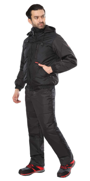 Куртка СИРИУС-ПРАГА-ЛЮКС короткая с капюшоном, чёрная от магазина Рабочий класс